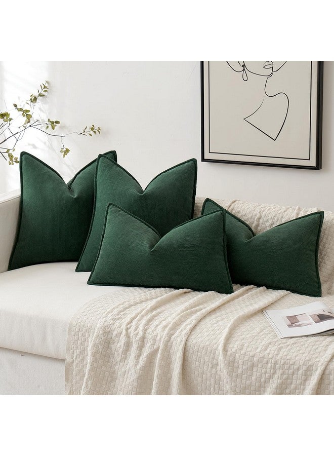 MIULEE MIULEE Pack of 2 Green Decorative Pillow Covers 20x20 Inch Soft Chenille Luxurious Couch Throw Pillows Farmhouse Cushion Covers with Elegant Design for Sofa Bedroom Living Room Home Decor - Image 4