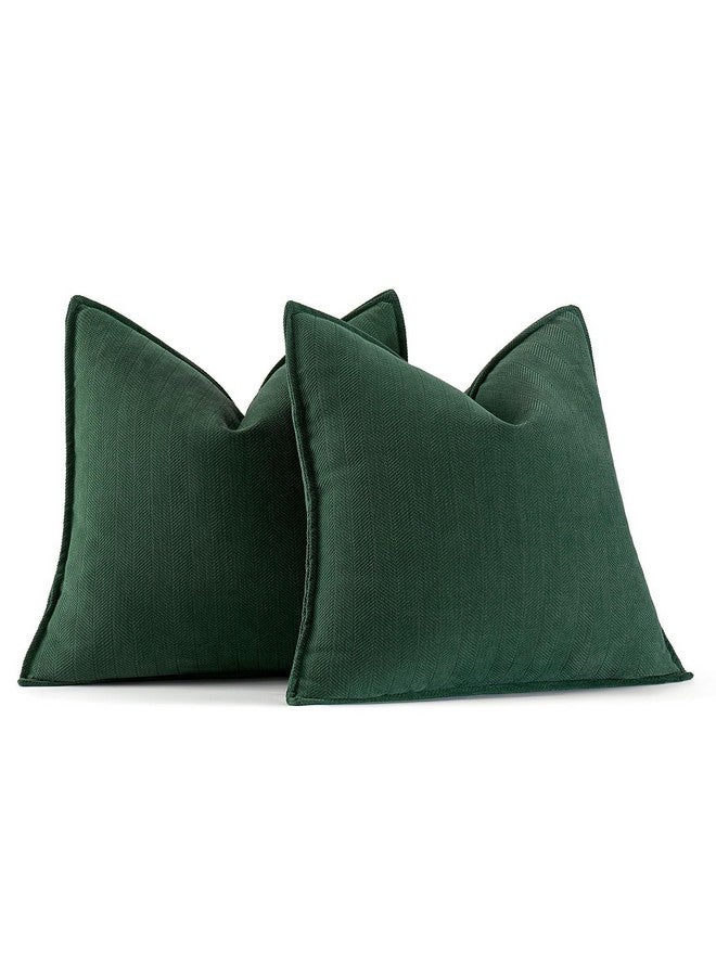 MIULEE MIULEE Pack of 2 Green Decorative Pillow Covers 20x20 Inch Soft Chenille Luxurious Couch Throw Pillows Farmhouse Cushion Covers with Elegant Design for Sofa Bedroom Living Room Home Decor - Image 1