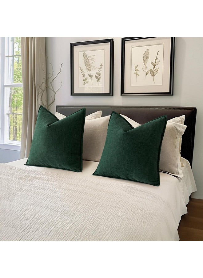 MIULEE MIULEE Pack of 2 Green Decorative Pillow Covers 20x20 Inch Soft Chenille Luxurious Couch Throw Pillows Farmhouse Cushion Covers with Elegant Design for Sofa Bedroom Living Room Home Decor - Image 5