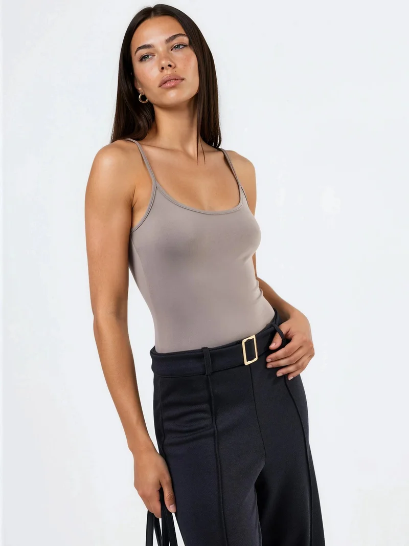 بوسيم BUSEM Fitted U Collar Knitted Tank Top