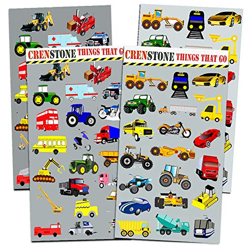 Crenstone Cars and Trucks Stickers Party Supplies Pack Toddler - Over 160 Stickers for Toddler Boys and Girls (Cars, Fire Trucks, Construction, Buses & More!) - Image 2