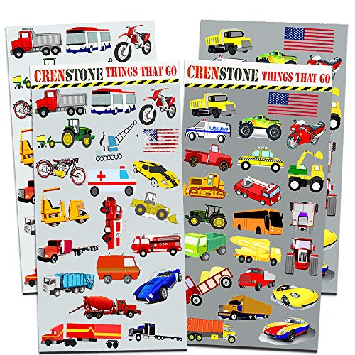 Crenstone Cars and Trucks Stickers Party Supplies Pack Toddler - Over 160 Stickers for Toddler Boys and Girls (Cars, Fire Trucks, Construction, Buses & More!) - Image 3