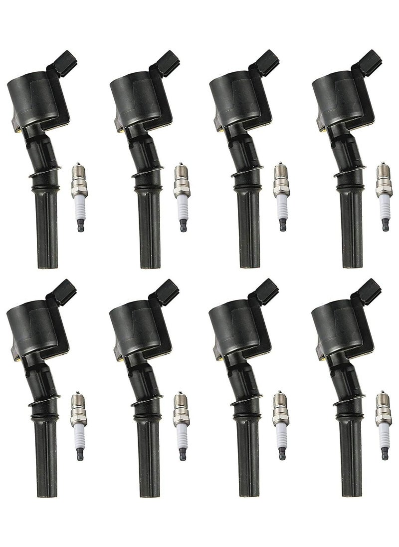 TLAXCA 8 Ignition Coil Pack and Spark Plug Set Compatible with Ford Mercury Crown Victoria E150 E250 Expedition Explorer F150 Navigator Town Car Grand Marquis Mountaineer 4.6L Replacement for FD503 SP413  - Image 1