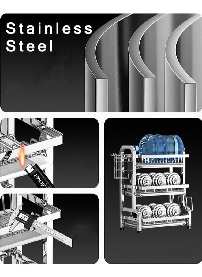 CityRiya-Long Dish Drying Rack,  Stainless Steel Dish Rack for Kitchen Counter, 3 Tier Kitchen Dish Drying Rack with Utensil Holder, 43*23.5*59.8cm Kitchen Organizers and Storage Rack, Large Capacity Dish Drainer  - Image 5