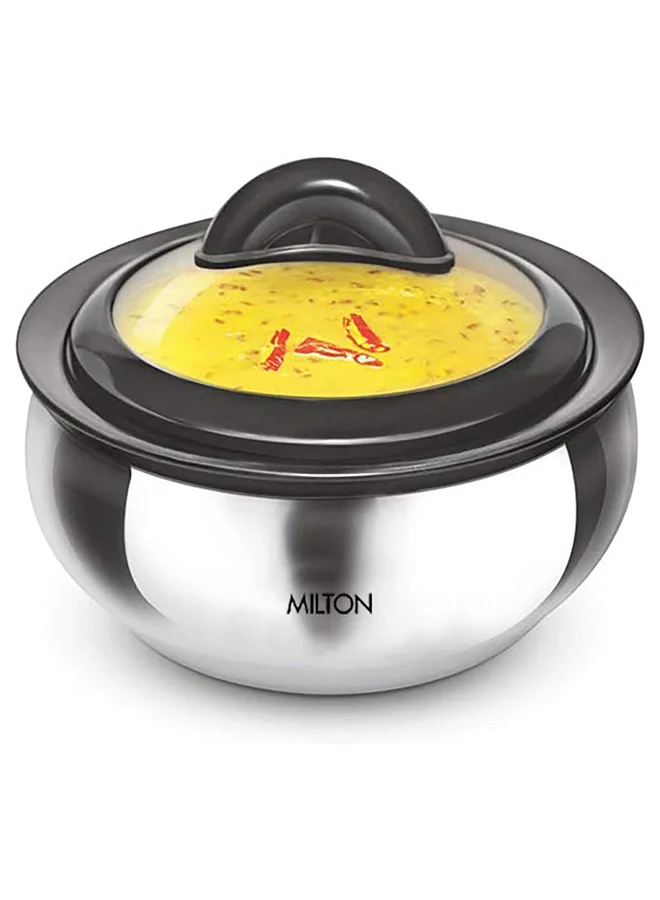 Milton 3-Piece Casserole Set (610ml, 1.33L, 1.78L) Double-Walled Insulated Stainless Steel Hotpot, Keeps Food Hot/Cold for Hours, Perfect for Serving Chapati, Roti, Biryani and More - Clarion - Silver Silver