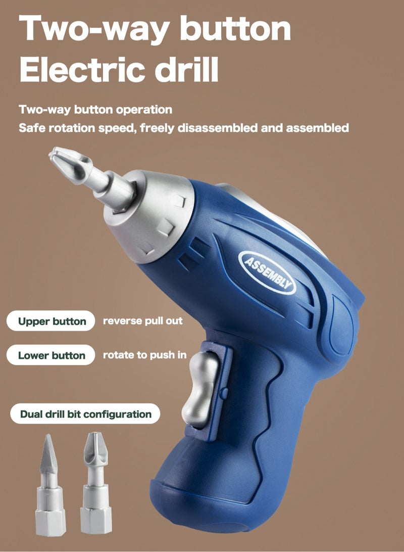 إسكدنيا ألعاب صندوق أدوات على شكل دب - مجموعة حفر إبداعية مكونة من 203 قطع مع أدوات مفك، ألعاب مثقاب كهربائي، ومثبتات ملونة - مجموعة بناء STEM متقدمة - Image 3