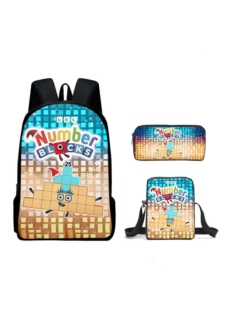 Student large capacity backpack cartoon backpack shoulder bag shoulder bag pencil case three piece set - Image 1