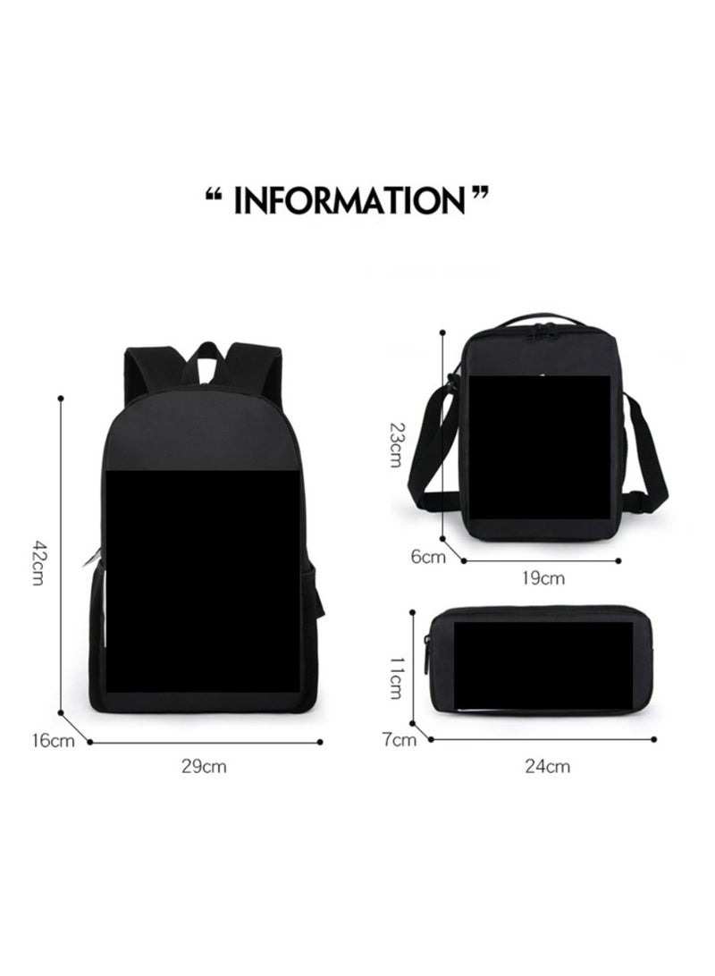 Student large capacity backpack cartoon backpack shoulder bag shoulder bag pencil case three piece set - Image 2