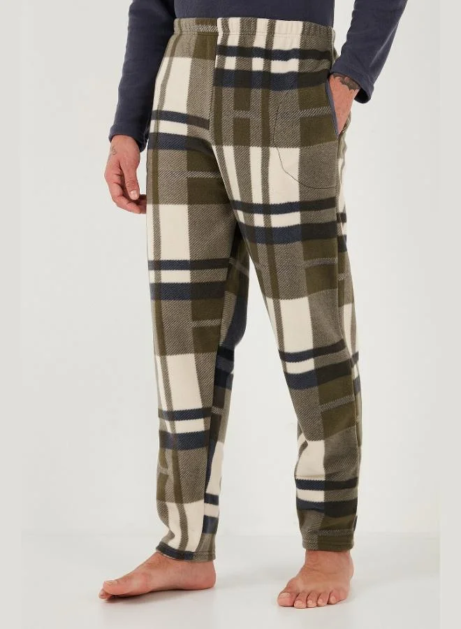 Buratti  Buratti Plaid Regular Fit Buttoned Crew Neck Winter Fleece Pajama Set Men's PAJAMAS SET 60961008 for Men | Best Price UAE