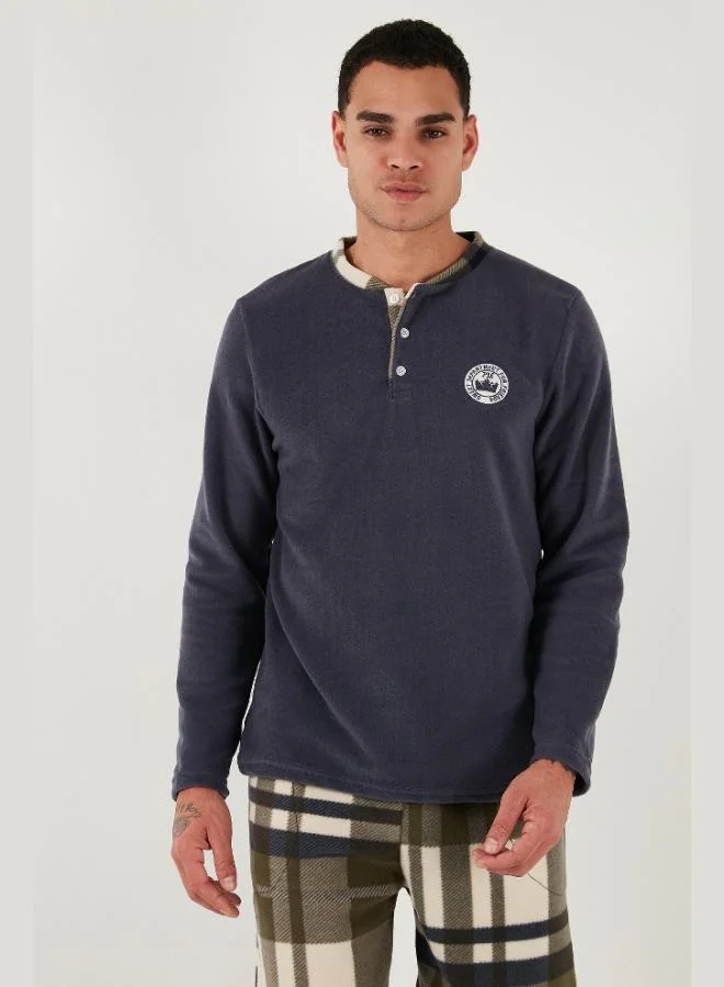 Buratti  Buratti Plaid Regular Fit Buttoned Crew Neck Winter Fleece Pajama Set Men's PAJAMAS SET 60961008 for Men | Best Price UAE