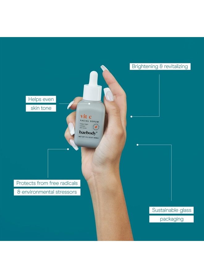 Baebody سيروم فيتامين سي المعتمد عليه بشدة للوجه مع حمض الهيالورونيك، فيتامين E 1 أونصة سائلة - Image 3