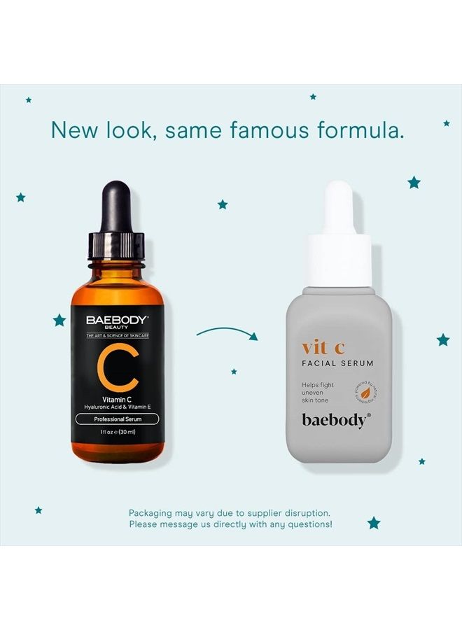 Baebody سيروم فيتامين سي المعتمد عليه بشدة للوجه مع حمض الهيالورونيك، فيتامين E 1 أونصة سائلة - Image 2
