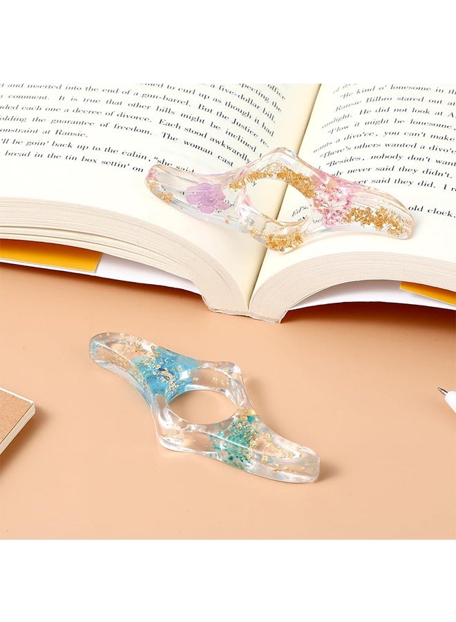 Generic 2Pcs Book Page Holder, Dried Flower Resin Book Holders for Reading, Thumb Ring, Page Holder, Flower Bookmarks, Reading Accessories for Readers Book Lovers Bookworm Bookmarks  - Image 3