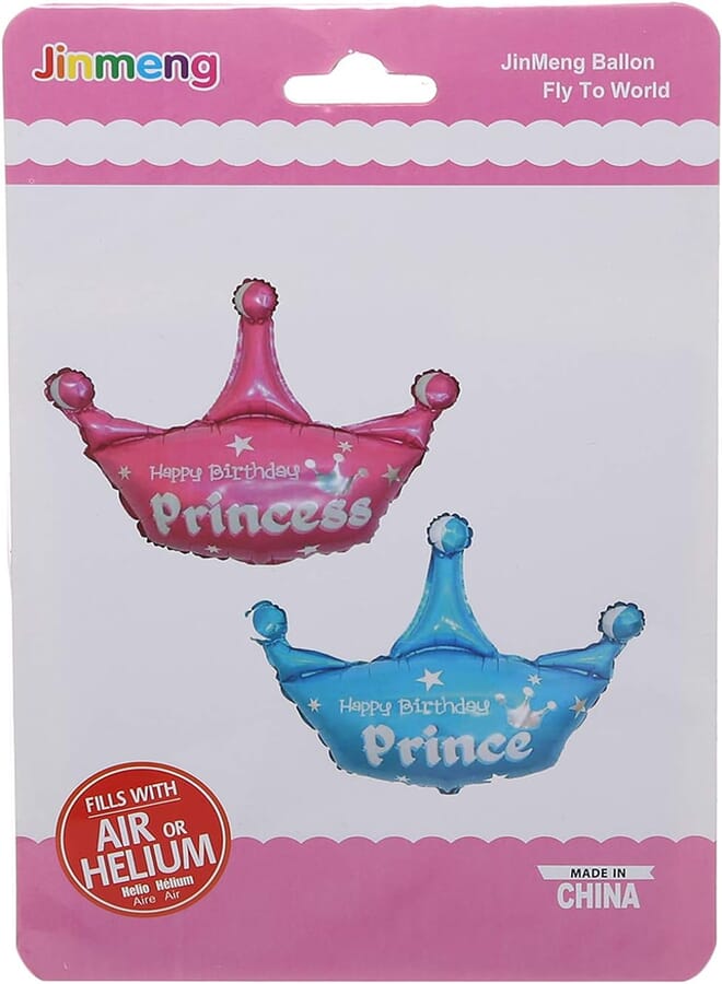 Secret Prince Crown Happy Birthday Balloon