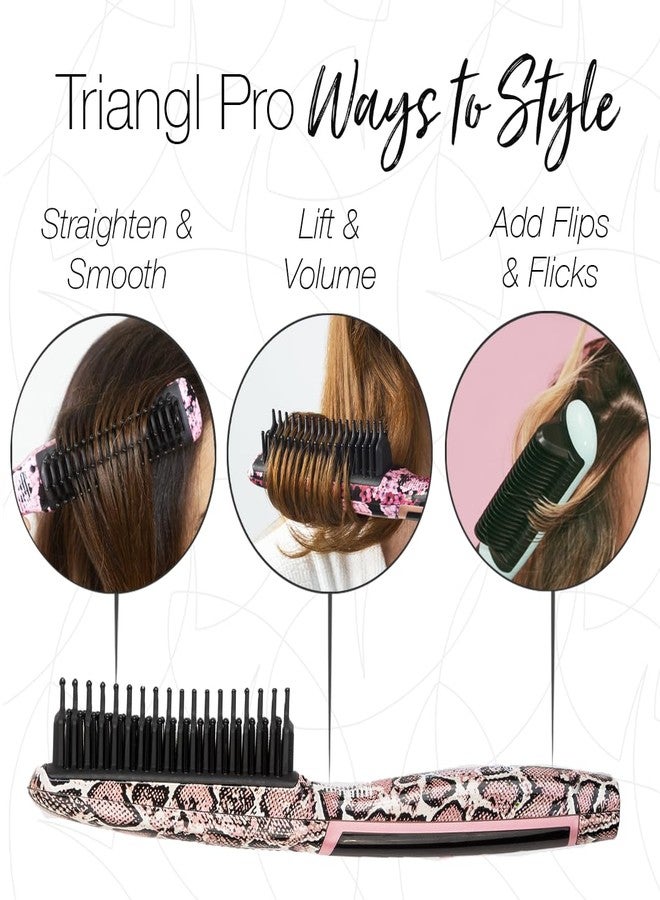 Calista Triangl Pro Heated Detailer Brush - Straighten, Flip & De-Frizz Hair, Ionic & Ceramic, All Hair Types, Rose Gold - Image 4