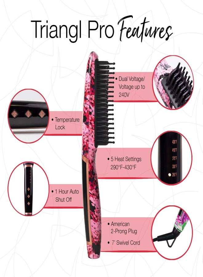 Calista Triangl Pro Heated Detailer Brush - Straighten, Flip & De-Frizz Hair, Ionic & Ceramic, All Hair Types, Rose Gold - Image 3
