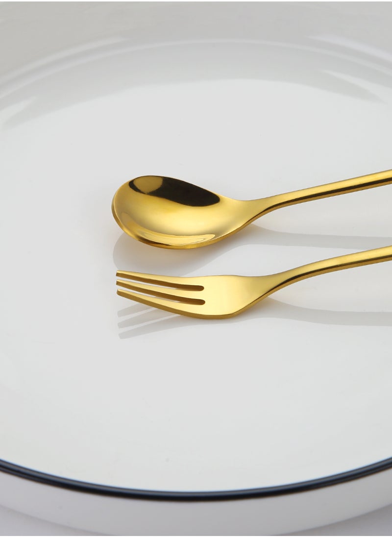 Sunhome 4-Piece Dessert Fork And Spoon Set Gold  - Image 4