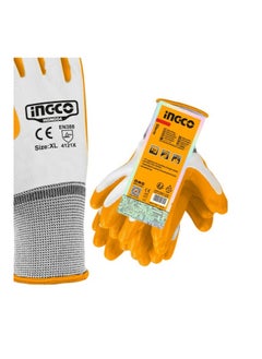 INGCO Nitrile Oil Resistant Rubber Safety Gloves, Elasyic cuff, For Hand Protection, Size: XL, Model : HGNG04  - Image 2