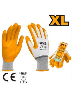 INGCO Nitrile Oil Resistant Rubber Safety Gloves, Elasyic cuff, For Hand Protection, Size: XL, Model : HGNG04  - Image 3