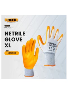INGCO Nitrile Oil Resistant Rubber Safety Gloves, Elasyic cuff, For Hand Protection, Size: XL, Model : HGNG04  - Image 4
