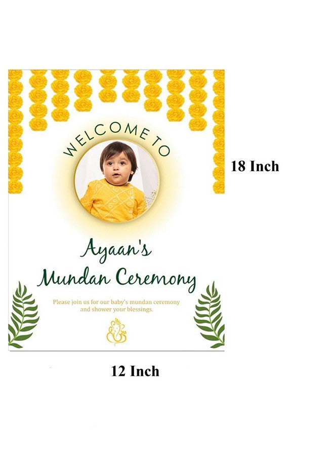 Theme My Party - Theme My Party Mundan Ceremony Welcome Board With Baby Name & Pic For Party Decoration - 18 Inch 12 Inch - Image 1