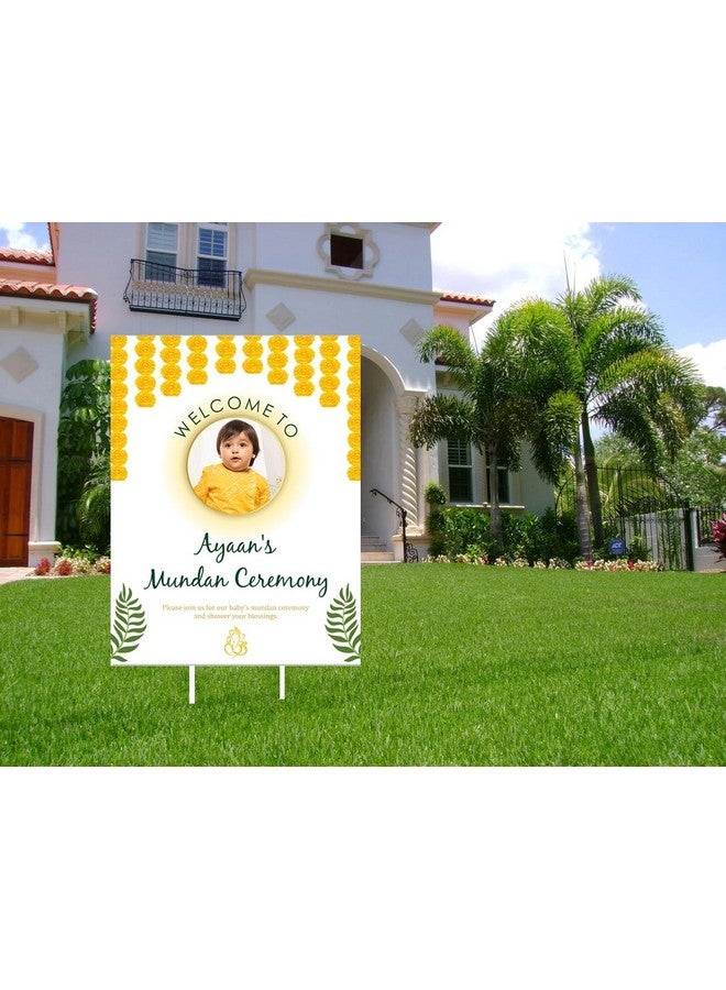 Theme My Party - Theme My Party Mundan Ceremony Welcome Board With Baby Name & Pic For Party Decoration - 18 Inch 12 Inch - Image 1