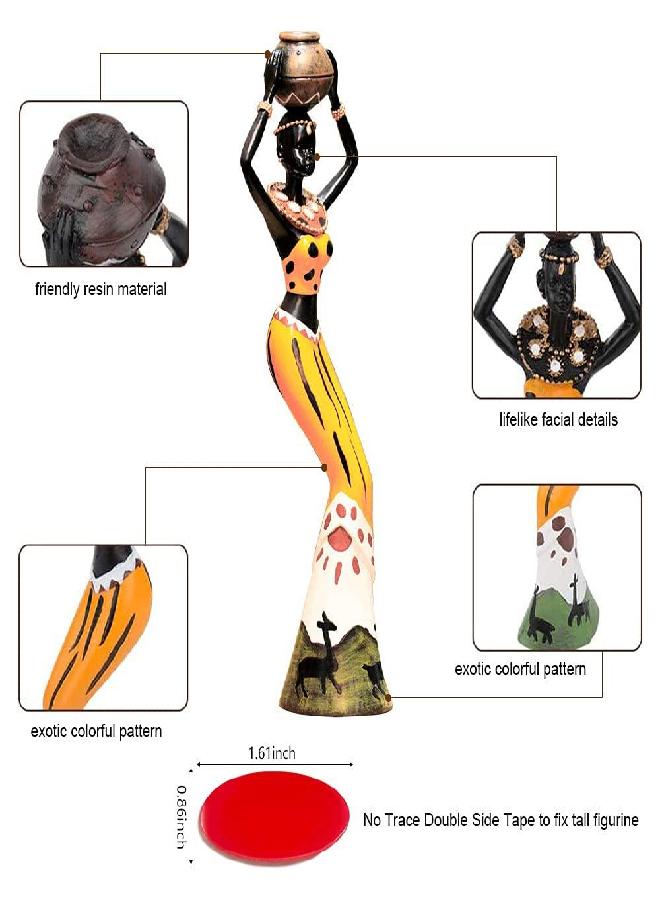 Rayberro 3 Pack African Sculpture,7.5" Women Figure Girls Tribal Lady Figurine Statue Decor Collectible Art Piece Human Decorative Home Black Figurines Creative Vintage Gift Crafts Dolls Ornaments - Image 2