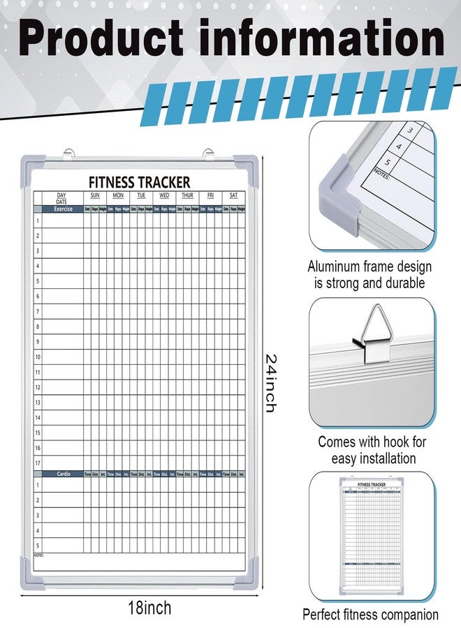 Lincia 18 x 24 Inch Fitness Tracker Whiteboard Workout Calendar for Home Gym Dry Erase Planner Hanging Removable to Do List for Wall Whiteboard with Aluminum Frame for Gym Program(Style B) - Image 2