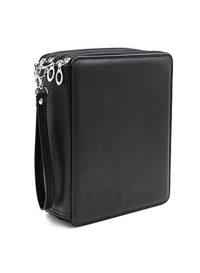 منظم أقلام الرصاص الملونة BTSKY 168 فتحة - حامل أقلام رصاص فاخر من الجلد الصناعي (أسود)