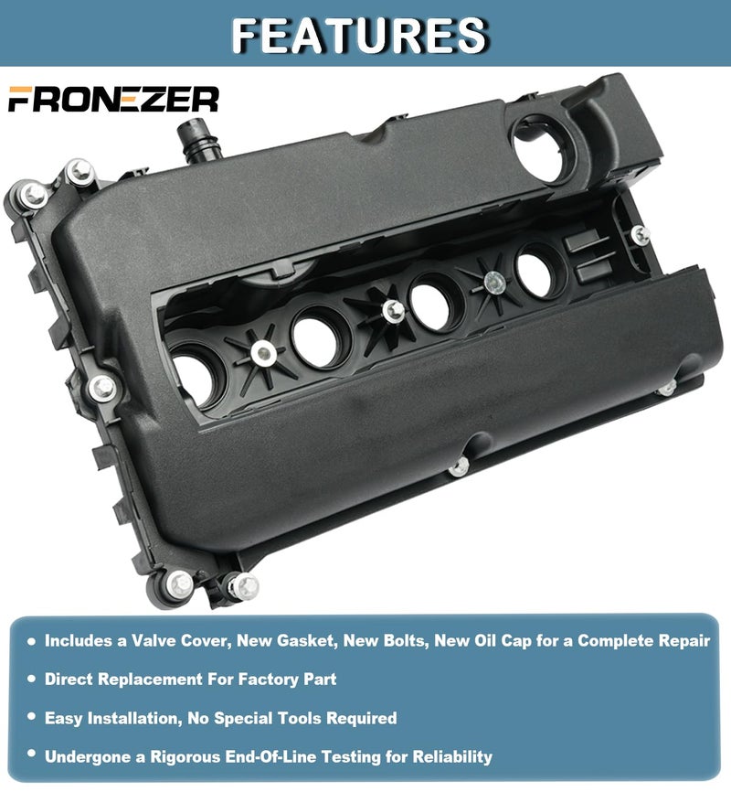 FRONEZER Engine Valve Cover with Gaskets Bolts Oil Filler Cap Compatible with 2011-2020 Chevy Cruze Sonic Trax Aveo, 2008-2009 Saturn Astra, 2009-2010 Pontiac G3 1.6L 1.8L Replace# 55558673 55564395 264-920 - Image 4