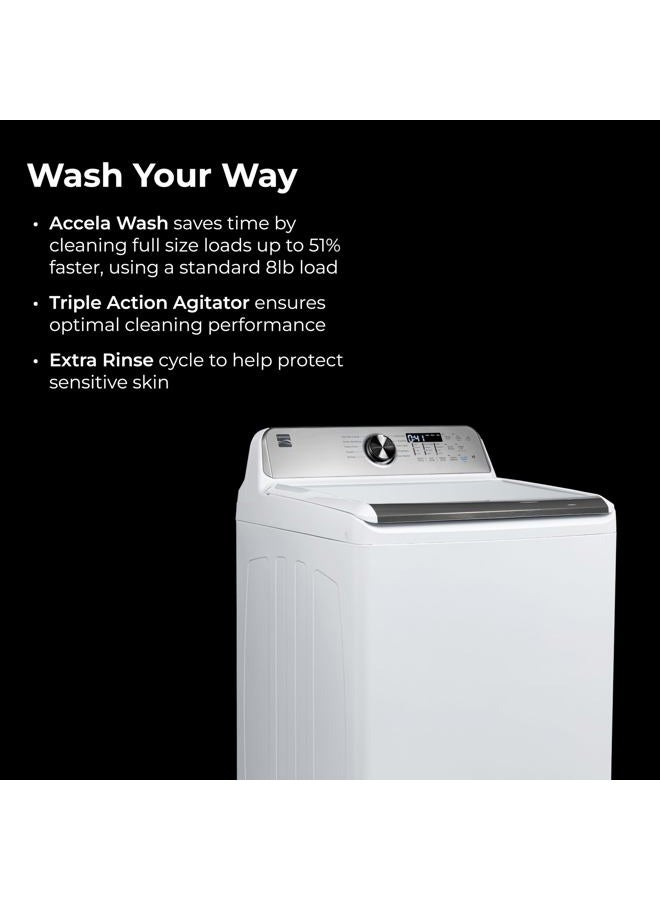 Kenmore 4.4 cu. ft. Top Load Washer with Triple Action Agitator for Tough Dirt & Stains-Reduce Laundry Time with Accela and Express Wash-LED, White - Image 3