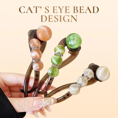 MTRoyaldia Elegant Hair Clip –Interpret Butterfly Tears Tassel Hair Clip, Cat’s Eye Bead Accent, Lightweight & No-Snag Design, Painless All-Day Hold, Daily-Use Accessory (5PCS) - Image 3
