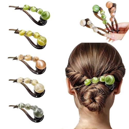 MTRoyaldia Elegant Hair Clip –Interpret Butterfly Tears Tassel Hair Clip, Cat’s Eye Bead Accent, Lightweight & No-Snag Design, Painless All-Day Hold, Daily-Use Accessory (5PCS) - Image 1