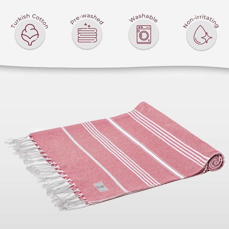 Ossano Cute Beach Towel - Quick Dry & Sand Free, Oversized (39" x 71"), Versatile, Perfect as Yoga Mat, Pool Towel, Turkish Towel, or Picnic Blanket - Coral - Image 5