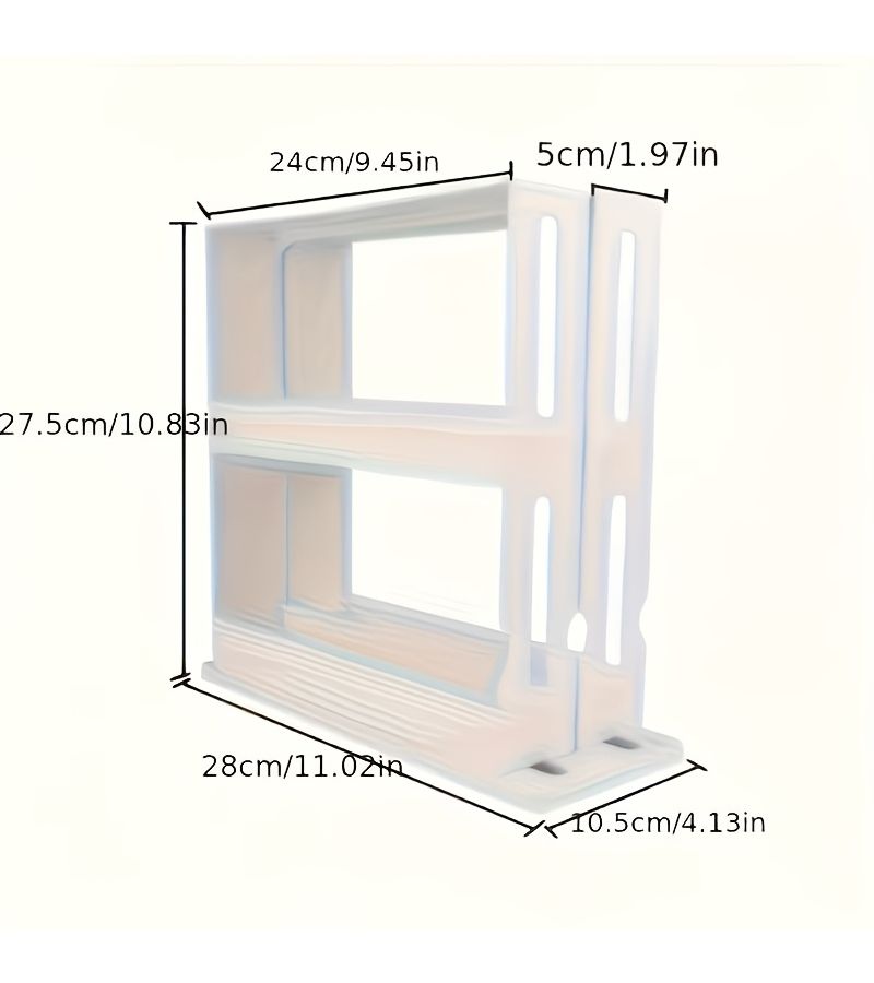 Double Layer Rotatable And Expandable Seasoning Storage Rack White Durable Plastic No Dead Corners For Picking Up No Installation Required Multilayer Kitchen Countertop Organizer - Image 1