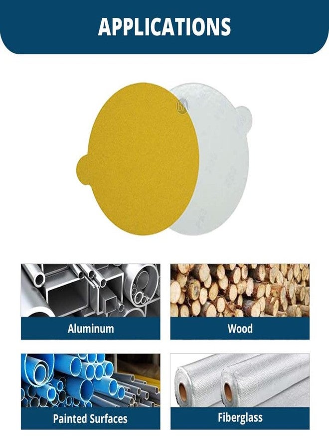 كاشطة القياس أقراص صنفرة Benchmark Abrasives مقاس 6 بوصات PSA Gold Adhesive DA حبيبات أكسيد الألومنيوم مصممة لمزج الأسطح وصنفرة الحواف وإزالة المخزون العام وصنفرة مدارية (عبوة من 50 قطعة) - حبيبات 220 - Image 4