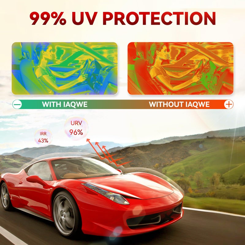 IAQWE 80% Window Tint Car with 80 Percent VLT 20 in x 10 Ft Privacy Ceramic Window Tint for Car Blocks UV IR Rays, Heat & Glare - Scratch Resistance-Black - Image 2