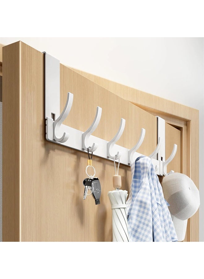 Over The Door Hooks，Heavy Duty Over The Door Hooks，12 Hooks，Strong Load-Bearing Capacity, Stable and Durable，Space Saving ,for Hanging Clothes,Coats,Bags,Towels and Hat,White - Image 3