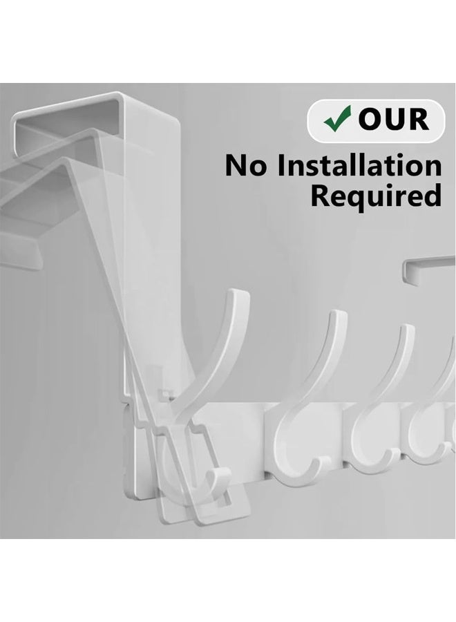 Over The Door Hooks，Heavy Duty Over The Door Hooks，12 Hooks，Strong Load-Bearing Capacity, Stable and Durable，Space Saving ,for Hanging Clothes,Coats,Bags,Towels and Hat,White - Image 4