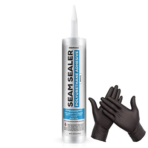 Berkland Polyurethane Seam Sealer Automotive Compound Kit - Durable & Flexible Auto Body Filler - Seam & Joint Compound for Bare, Primed or Painted Surfaces - Automotive Seam Sealer White - RV Roof Sealant - Image 1