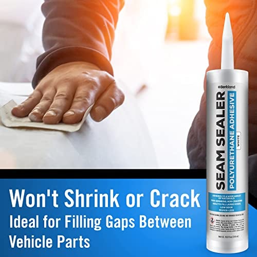 Berkland Polyurethane Seam Sealer Automotive Compound Kit - Durable & Flexible Auto Body Filler - Seam & Joint Compound for Bare, Primed or Painted Surfaces - Automotive Seam Sealer White - RV Roof Sealant - Image 2