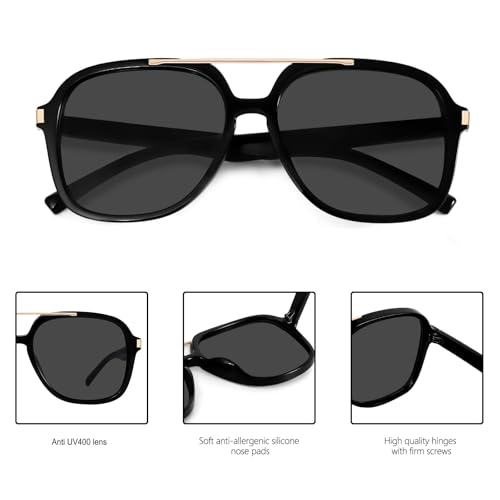 GUVIVI Retro Aviator Sunglasses for Women Men 2026 Square Top Bar Sun Glasses Sunnies 70s Lightweight Shades - Image 5