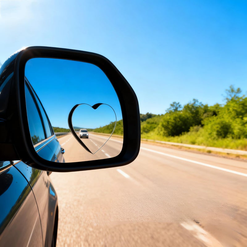 MARLBSTON 2 pcs Blind Spot Mirrors, 2" Heart Shaped HD Glass Convex 360Â° Wide Angle Side Rear View Mirror with ABS Housing for Cars SUV and Trucks, Chrome Heart shape, Pack of 2 - Image 3