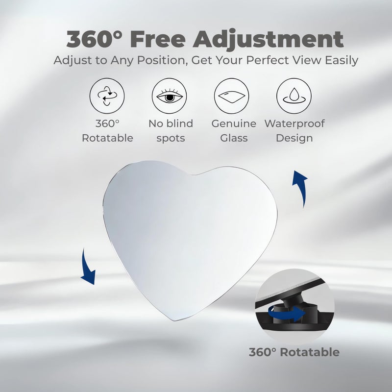 MARLBSTON 2 pcs Blind Spot Mirrors, 2" Heart Shaped HD Glass Convex 360Â° Wide Angle Side Rear View Mirror with ABS Housing for Cars SUV and Trucks, Chrome Heart shape, Pack of 2 - Image 5