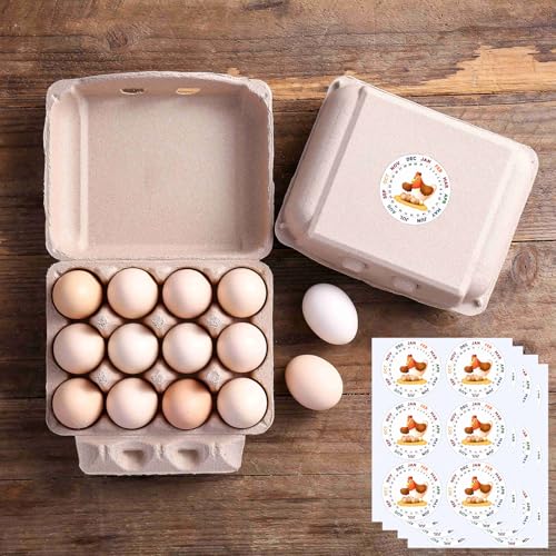 LayHyand 50 Pcs Vintage Egg Cartons with Labels, Square Dozen Egg Basket Blank Natural Paper Pulp, Classical 3x4 Style Holds Up to One Twelve 12 Count Chicken Eggs, Sturdy Eggs Box with Stickers - Image 2