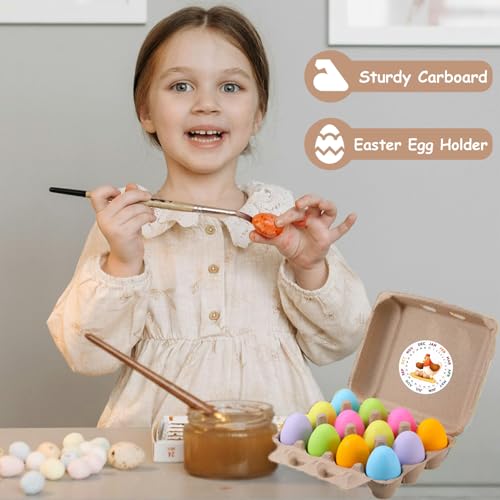 LayHyand 50 Pcs Vintage Egg Cartons with Labels, Square Dozen Egg Basket Blank Natural Paper Pulp, Classical 3x4 Style Holds Up to One Twelve 12 Count Chicken Eggs, Sturdy Eggs Box with Stickers - Image 3