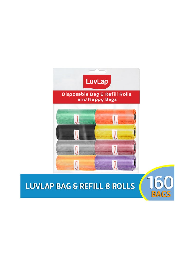 Luvlap Bag and Refill 8 Rolls-160 Bags, Baby Nappy bag - Image 2