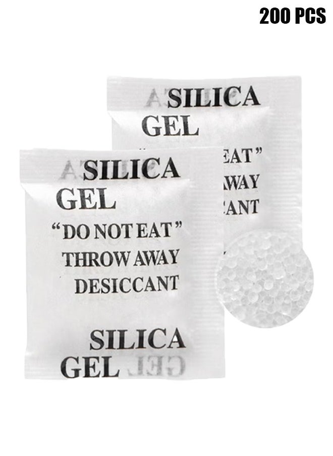 HY 200PCS 1 Gram Premium Silica Gel Packets, Desiccant Packs for Storage, Moisture Absorbers, Humidity Dry Bags, Rechargeable Transparent Silicone Dessicants Dehumidifier for Electronics, Shoes, Jewelry  - Image 1
