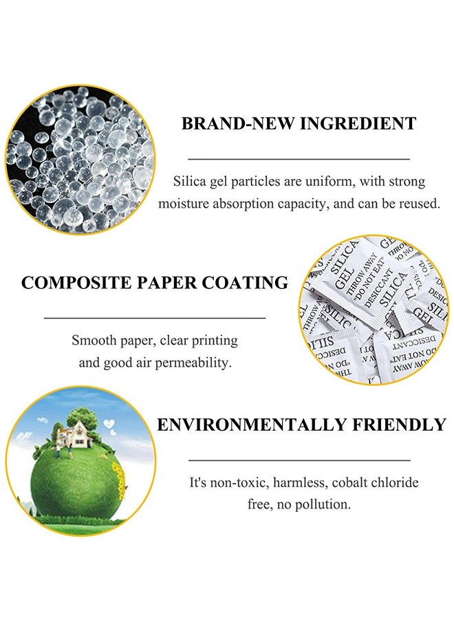 HY 200PCS 1 Gram Premium Silica Gel Packets, Desiccant Packs for Storage, Moisture Absorbers, Humidity Dry Bags, Rechargeable Transparent Silicone Dessicants Dehumidifier for Electronics, Shoes, Jewelry  - Image 4