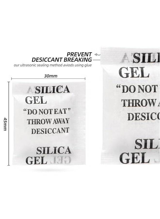 HY 200PCS 1 Gram Premium Silica Gel Packets, Desiccant Packs for Storage, Moisture Absorbers, Humidity Dry Bags, Rechargeable Transparent Silicone Dessicants Dehumidifier for Electronics, Shoes, Jewelry  - Image 2